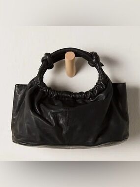 Free People Black Ruched Handle Hobo Bag